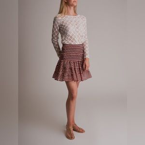 Maje Jezabel Sheer Stripe Floral Print Mini Skirt